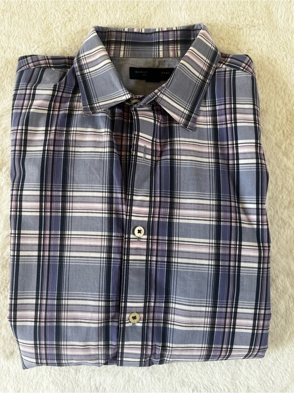 Banana Republic Men’s Purple Plaid Button-Up Shirt